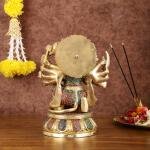 Brass Superfine Panchmukhi Hanuman Statue 10" | Intricate Stonework | Handcrafted Divine Presence | 7.5" Width, 5" Depth | Spiritual Home & Office Decor